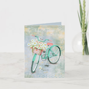white cat in daisy basket thinking of you card