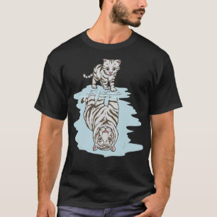 White Cat In Mirror Reflection Tiger Kitty Baby Ca T-Shirt