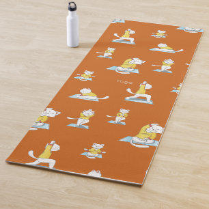 White Cat in various Yoga Poses Yoga Mat