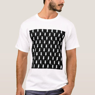 White Cat Isolated on Black Polka Dot Pattern T-Shirt