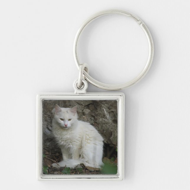 White Cat Key Ring (Front)