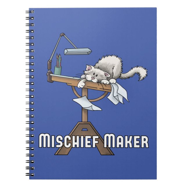  White Cat Mischief Maker     Notebook (Front)