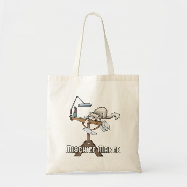 White Cat Mischief Maker  Tote Bag (Front)