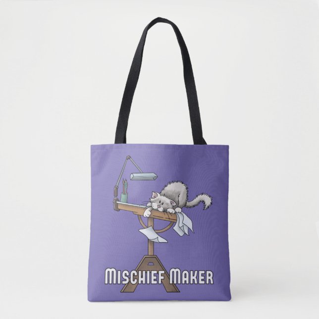 White Cat Mischief Maker  Tote Bag (Front)