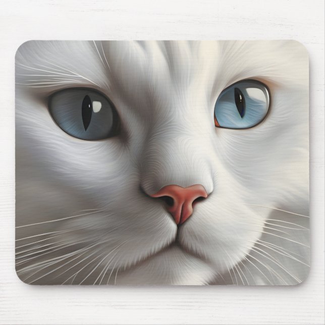 White Cat Mouse Mat (Front)