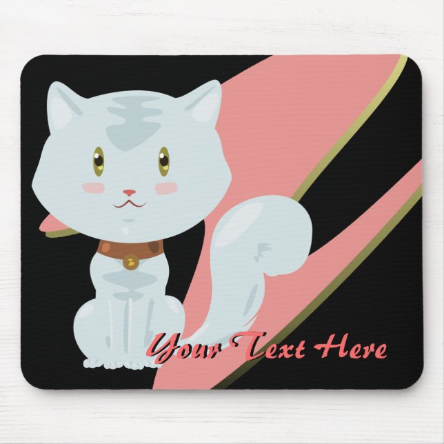White Cat Mousepad (Front)