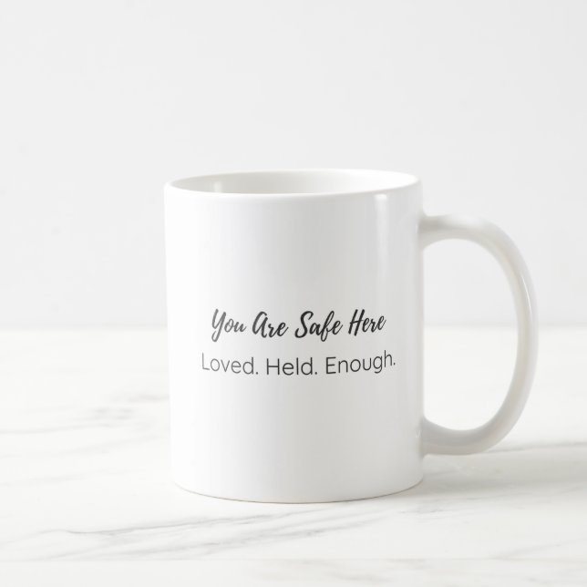 White Cat Mug – You Are Safe Here (Right)
