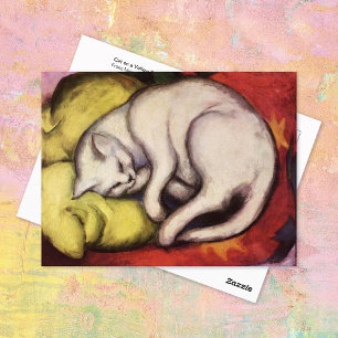 White Cat on a Yellow Pillow Franz Marc Postcard