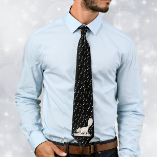 White Cat on Piano Keys Tie