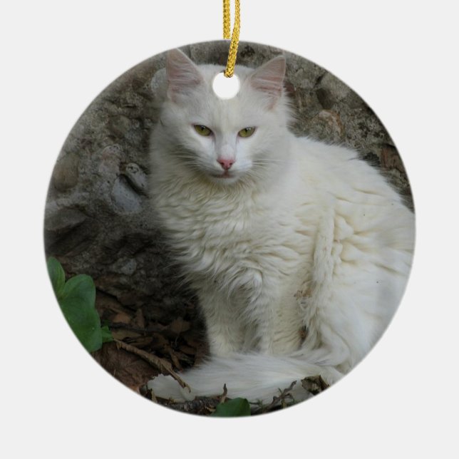White Cat Ornament (Front)