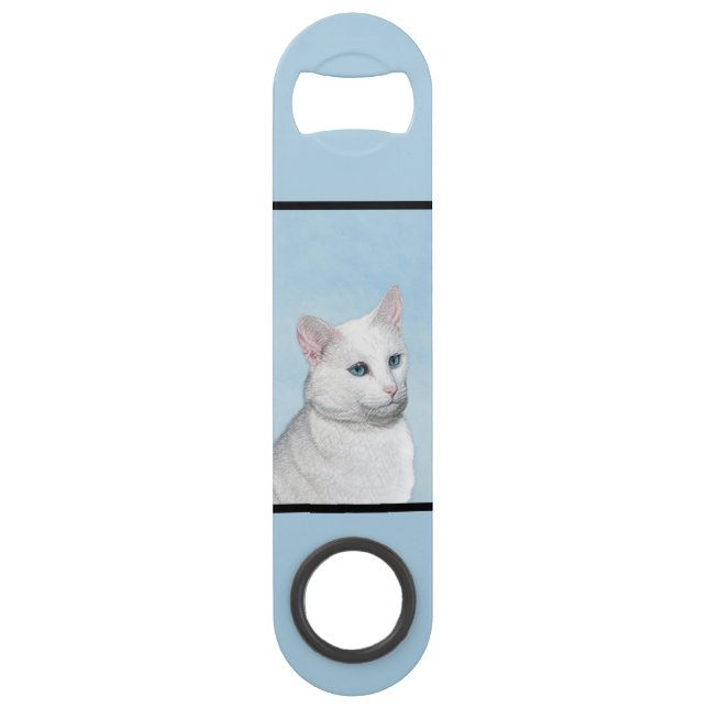 White Cat Painting - Cute Original Cat Art (Back)