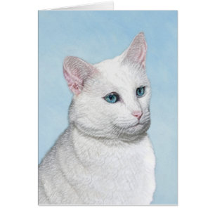 White Cat Painting - Cute Original Cat Art