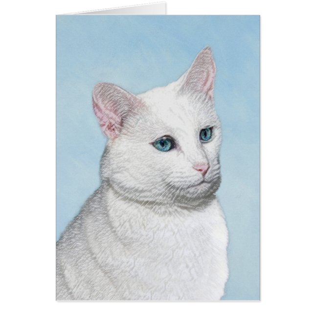 White Cat Painting - Cute Original Cat Art (Front)