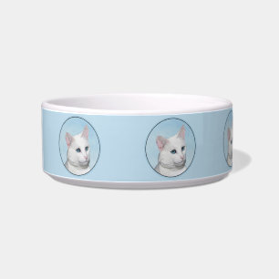 White Cat Painting - Cute Original Cat Art Bowl