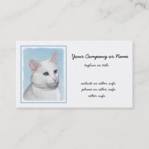 White Cat Painting - Cute Original Cat Art Business Card