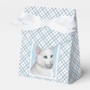 White Cat Painting - Cute Original Cat Art Favour Box