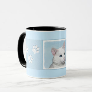White Cat Painting - Cute Original Cat Art Mug