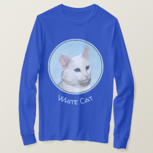 White Cat Painting - Cute Original Cat Art T-Shirt
