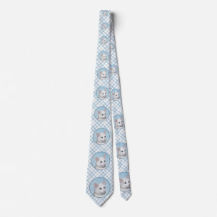 White Cat Painting - Cute Original Cat Art Tie