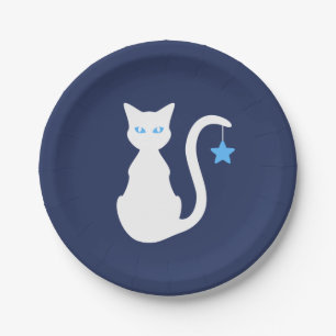 White Cat Paper Plate