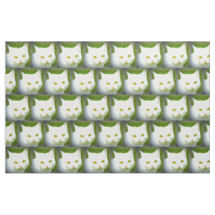 white cat pattern fabric