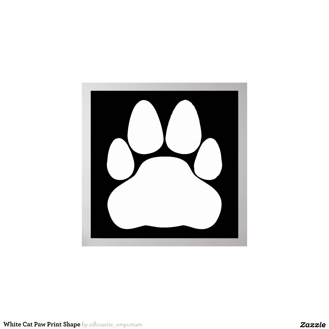 White Cat Paw Print Shape | Zazzle