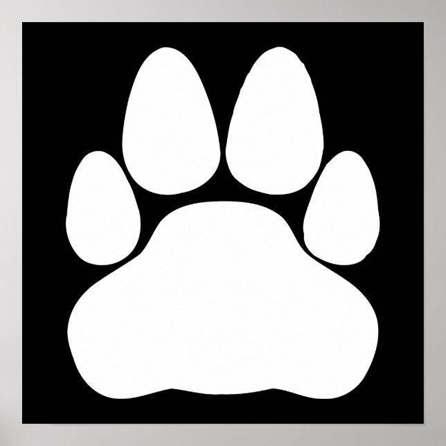 White Cat Paw Print Shape (Front)