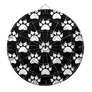 White Cat Paws And Claws Pattern Print Dartboard