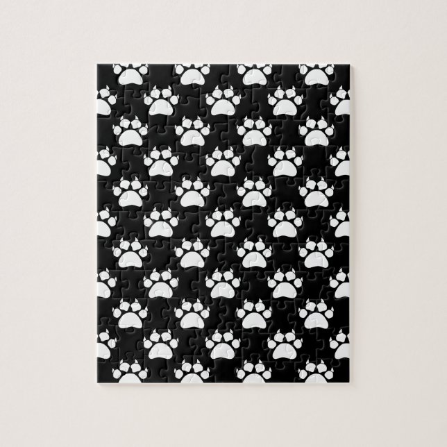 White Cat Paws And Claws Pattern Print Jigsaw Puzzle (Vertical)