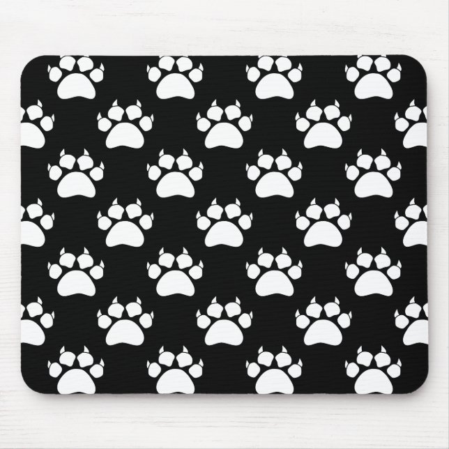 White Cat Paws And Claws Pattern Print Mouse Mat (Front)