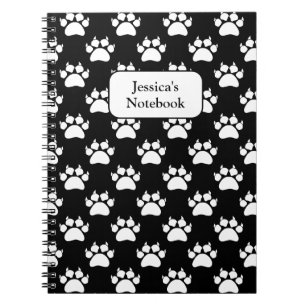 White Cat Paws And Claws Pattern Print Notebook