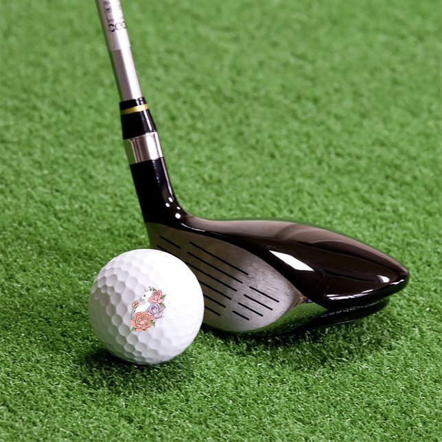 White Cat Peach Lavender Pink Roses Golf Balls (Creator Uploaded)