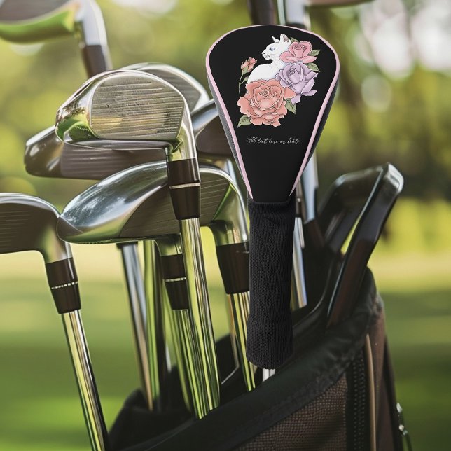 White Cat Peach Lavender Pink Roses Golf Head Cover (Creator Uploaded)