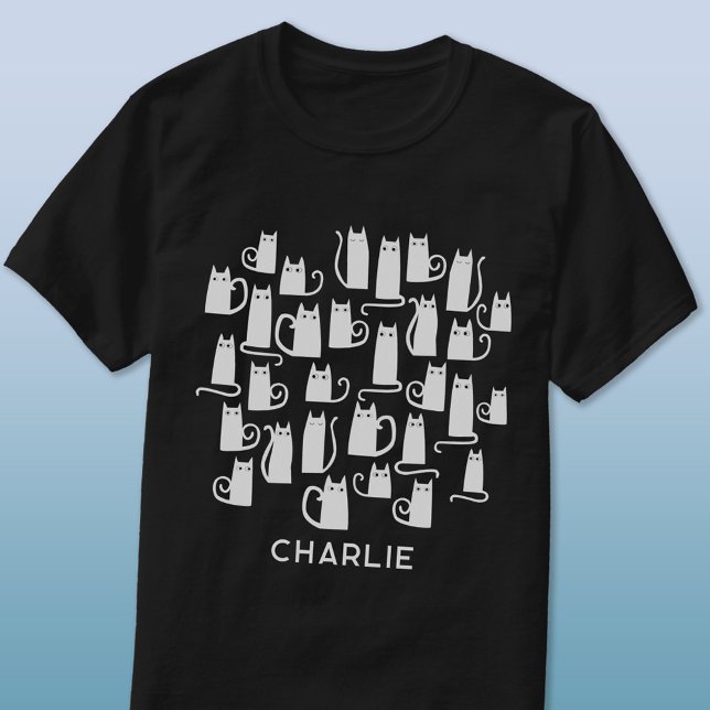 White Cat Personalised T-Shirt (White cats personalized name t-shirt)