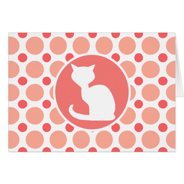White Cat; Pink & Coral Polka Dots (Front Horizontal)