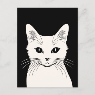 White cat postcard
