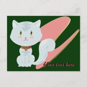 White Cat Postcard