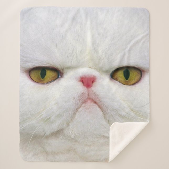 White Cat Sherpa Blanket (Front)