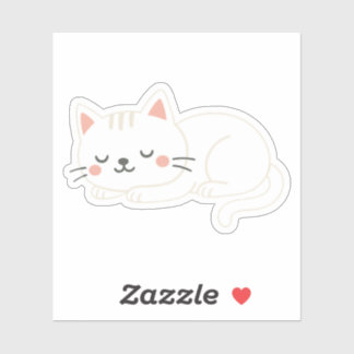 White Cat Sleeping – Adorable Soft Pet Art