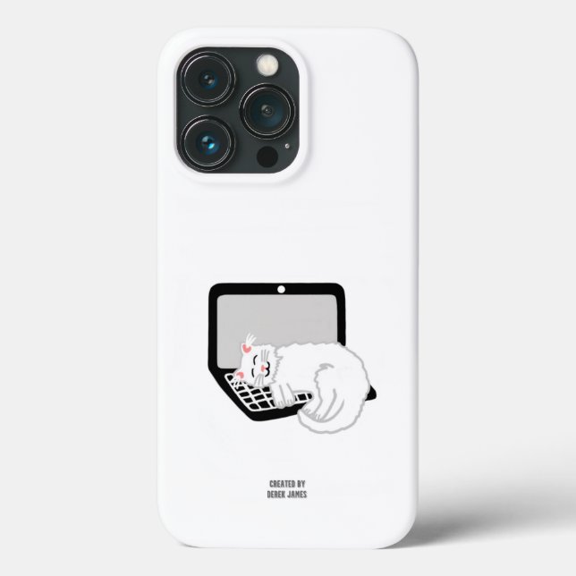 White Cat Sleeping On Laptop Apple iPhone 13 Pro Case-Mate iPhone Case (Back)