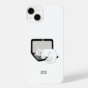 White Cat Sleeping On Laptop Apple iPhone 14 Plus  Case-Mate iPhone 14 Plus Case