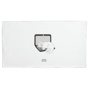 White Cat Sleeping On Laptop King Size Pillowcase