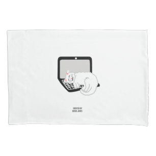White Cat Sleeping On Laptop Standard Pillowcase