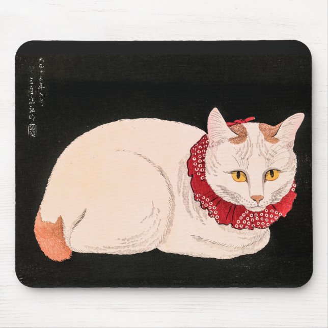 White Cat - Takahashi Shotei Mouse Mat (Front)