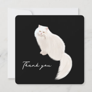 White cat thank you card