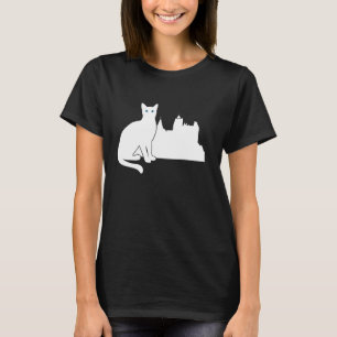 White Cat Travel Silhouette Bran Castle Romania T-Shirt