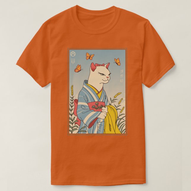 White Cat Ukiyoe T-Shirt (Design Front)