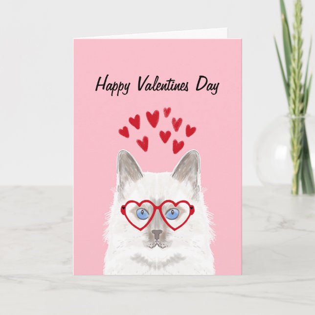 White Cat Valentines Love Card (Front)