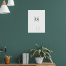 white cat watercolor  funny cats lovers