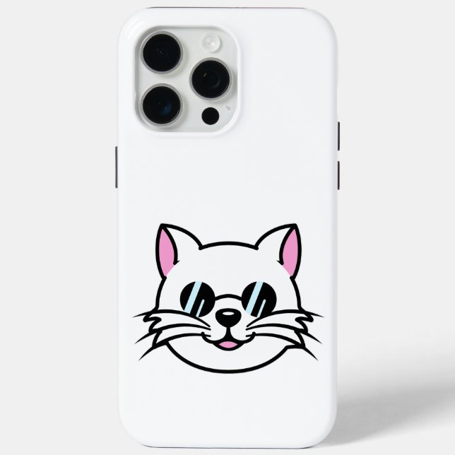 White Cat Wearing Black Glasses / Sunglasses Case-Mate iPhone Case (Back)